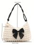 Medium Ruched Bag Bow Decor