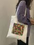 Small Shopper Bag Geometric Pattern Preppy