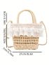 Lace Decor Straw Bag Small Double Handle Vacation