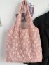 Flower Graphic Shopper Bag Double Handle Preppy