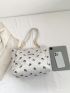 Flower Graphic Shoulder Tote Bag Medium Double Handle