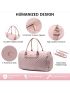 Travel Duffle Bag, Weekender Bag for Women with Toiletry Bag, Carry on Overnight Bag with Shoe Compartment, Gym Duffel Bag with Wet Pocket, Mommy Hospital Bags for Labor and Delivery, Pink