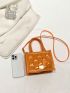 Mini Square Bag Embossed Double Handle Funky