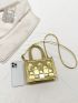 Mini Square Bag Embossed Detail Metallic Funky