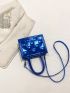 Mini Square Bag Embossed Detail Metallic Funky