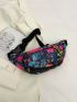 Flower Graphic Fanny Pack Zipper Large Capacity