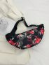 Flower Graphic Fanny Pack Zipper Large Capacity