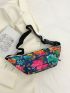 Flower Graphic Fanny Pack Zipper Large Capacity