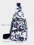 Zipper Front Nylon Travel Messenger Bag Outdoor Travel Printed Breast Bag