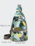 Zipper Front Nylon Travel Messenger Bag Outdoor Travel Printed Breast Bag