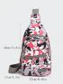 Zipper Front Nylon Travel Messenger Bag Outdoor Travel Printed Breast Bag