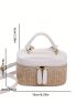 Mini Straw Bag Top Handle Chain Strap