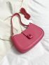 Minimalist Hobo Bag Small Neon Pink Zipper