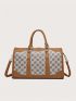 Medium Duffel Bag Two Tone Geometric Pattern Double Handle