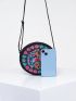 Vintage Double Sided Floral Embroidered Small Round Bag, Vintage Embroidered Canvas Bag, Crossbody Bag, Chic Embroidered Shoulder Bag