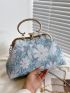 Medium Satchel Bag Flower Pattern Top Handle