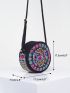 Vintage Double Sided Floral Embroidered Small Round Bag, Vintage Embroidered Canvas Bag, Crossbody Bag, Chic Embroidered Shoulder Bag