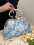 Medium Satchel Bag Flower Pattern Top Handle