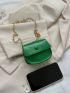 Mini Saddle Bag Letter Graphic Flap Chain PU