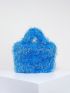 Small Bucket Bag Blue Fuzzy Fashionable