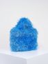 Small Bucket Bag Blue Fuzzy Fashionable