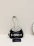 Colorblock Hobo Bag Studded & Chain Decor For Daily