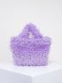 Small Bucket Bag Purple Fuzzy Fashionable