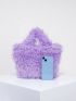 Small Bucket Bag Purple Fuzzy Fashionable