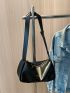 Letter Print Hobo Bag Black For Work