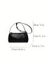 Letter Print Hobo Bag Black For Work