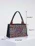 Stylish Floral Embroidered Handbag, Trendy Zipper Canvas Bag, Women's Fashion Purses