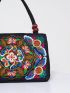 Stylish Floral Embroidered Handbag, Trendy Zipper Canvas Bag, Women's Fashion Purses