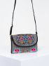 Vintage Small Envelope Bag Flower Embroidery Adjustable Strap