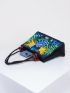 Stylish Floral Embroidered Handbag, Trendy Zipper Canvas Bag, Women's Fashion Purses