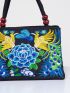 Stylish Floral Embroidered Handbag, Trendy Zipper Canvas Bag, Women's Fashion Purses