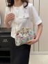 Medium Square Bag Floral Embroidered Rhinestone Decor