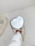 Mini Heart Shape Novelty Bag Metallic Faux Pearl Decor