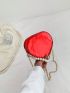 Mini Heart Shape Novelty Bag Metallic Faux Pearl Decor