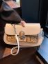 Letter Embroidery Square Bag Metal Decor Chain Strap For Daily