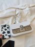 Letter Embroidery Square Bag Metal Decor Chain Strap For Daily