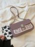 Letter Embroidery Square Bag Metal Decor Chain Strap For Daily