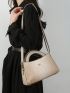 Crocodile Embossed Square Bag Double Handle For Work