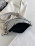 Crocodile Embossed Fanny Pack Chain Decor With Zipper PU