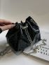 PU Bucket Bag Crocodile Print Drawstring Design