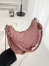 Small Hobo Bag Rhinestone Decor Chain Strap