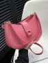 Minimalist Hobo Bag Small Neon Pink Zipper