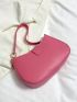 Minimalist Hobo Bag Small Neon Pink Zipper