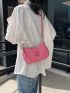 Minimalist Hobo Bag Small Neon Pink Zipper