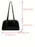 Medium Shoulder Bag Solid Color Double Handle Buckle Decor