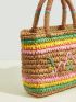 VCAY Mini Colorblock Straw Bag